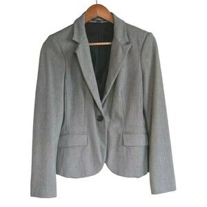 Express Blazer Women's 6 Gray One Button Front Lined Stretch Career